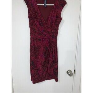 Chaps Ralph Lauren Sheath Dress Red Black Floral Small Petite Cocktail Dress